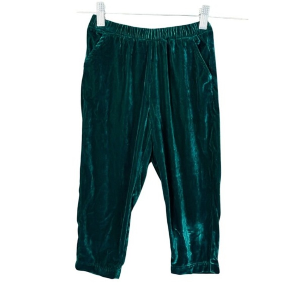 Gymboree Pants Girls Size XS 4 Green Crushed‎ Velvet Velour Pull On Jogger NWT